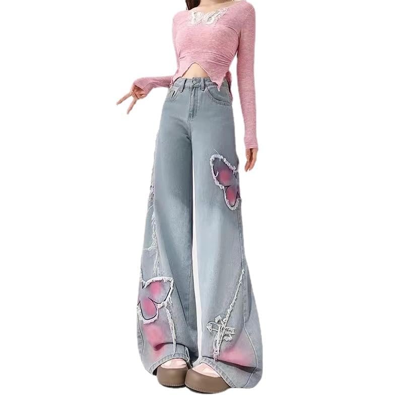 Unisex Vintage Baggy Embroidery Wide Jeans 90s High Waist Y2k Hiphop Grunge Jeans Casual Loose Goth Denim Harajuku2