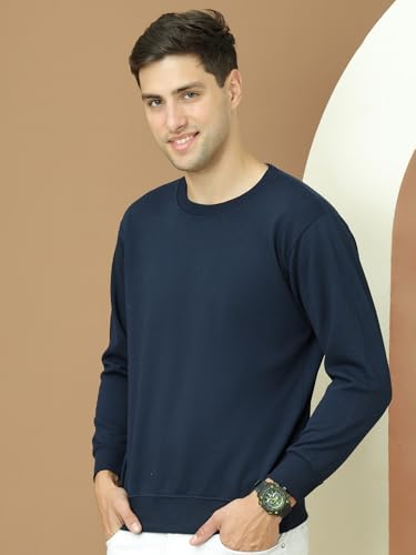 Image of Mack Jonney Fleece Regular Fit Solid Round Neck Sweatshirt for Men-MACK639877