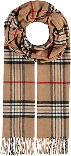FRAAS Cashmink® Schal kariert für Herren - 35 x 200 cm - Made in Germany - Warmer XXL-Schal - Plaid Schal weicher als Kaschmir - Perfekt für den Winter Camel Cover