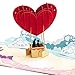 Produktbild Ribbli 3D Herz Ballon Pop Up Karte zum Jahrestag Valentinstag Hochzeit Romantisches Geburtstagsgeschenk für Frau Ehemann Paar Freundin Freund mit Umschlag