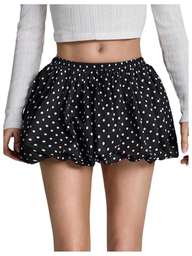 MakeMeChic Women's Polka Dots Short Bubble Skirt A Line Ruffle Summer Mini Skirts