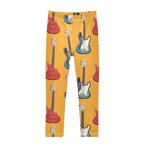 Bass Guitar Girls Leggings,Workout Leggings for Girls Toddler Athletic Legging Size for 3-10T