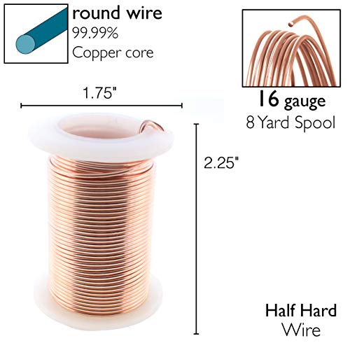 Image of The Beadsmith Wire Elements 16-Gauge Lacquered Tarnish-Resistant Copper Wire for Jewelry Making, 8 Yard, 7.32 Meter Spool (Rose Gold)