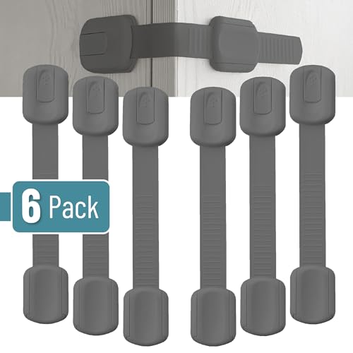 Image of Bates- Child Safety Strap Locks, 6 Pack, Gray, Baby Cabinet Locks