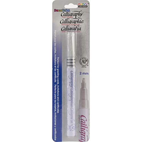 Uchida 125-C-SLV Marvy Chisel Point Pen Tip Calligraphy Paint Marker, Silver
