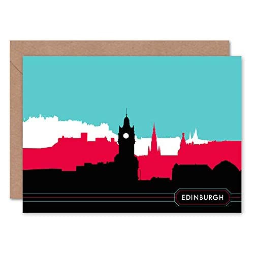 Artery8 Edinburgh Bright Cityscape Sealed Greeting Card Plus Envelope Blank inside