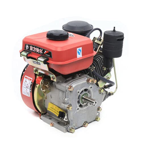 Futchoy 4 Stroke Diesel Engine Single Cylinder, 168F 196cc Single Cylinder Air Cooled Diesel Engine for Small Agricultural Machinery,Small Walking Tractor,Irrigation Red(3HP)