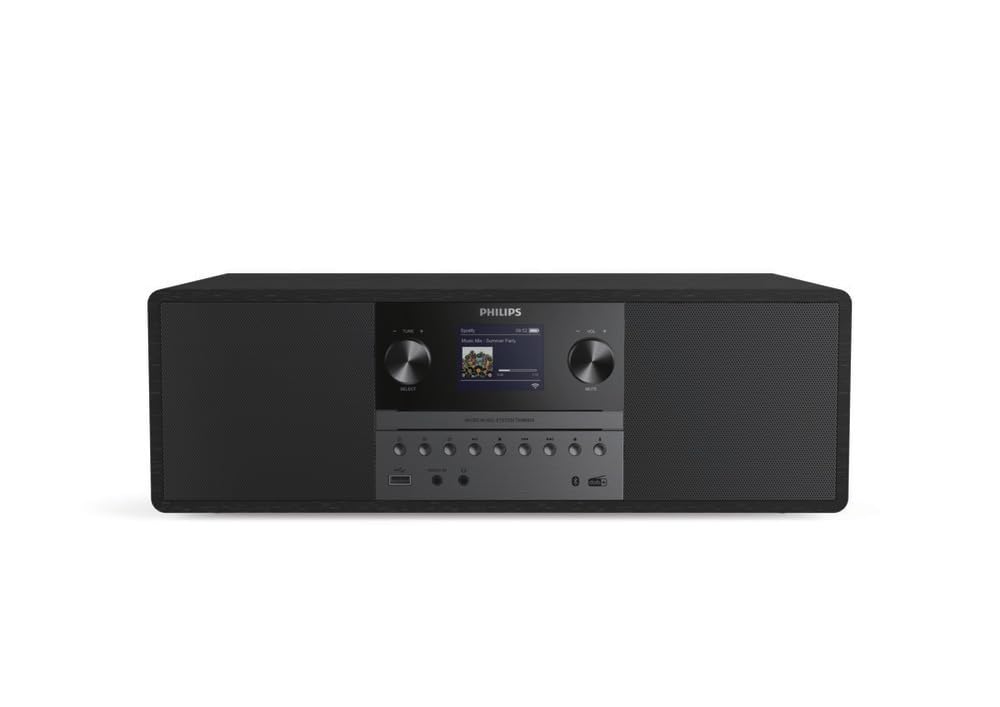 Philips Micro Système Musical TAM6805, 50W Tout-en-Un avec Radio Internet, Bluetooth, Spotify Connect, USB, Lecteur CD, Dab+, FM, Haut-parleurs Bass Reflex – Système Audio Compact pour Maison et Bure