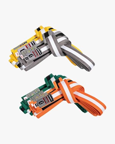 Youth Jiu Jitsu Striped Belt | BJJ Belt for Kids | Jiu Jitsu Youth Striped Belt from Sports Grey/White 02