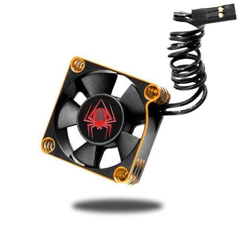 Chanjorlin RC Car Metal Motors Cooling Fan 25mm 30mm 35mm 40mm 50mm RC Heatsink 28000RPM ESC Cooling Fans Glod-Black for 1/8 1/10 1/12 Truck Off Road Crawler Car 540 550 Brushless OR Brushed (40mm)