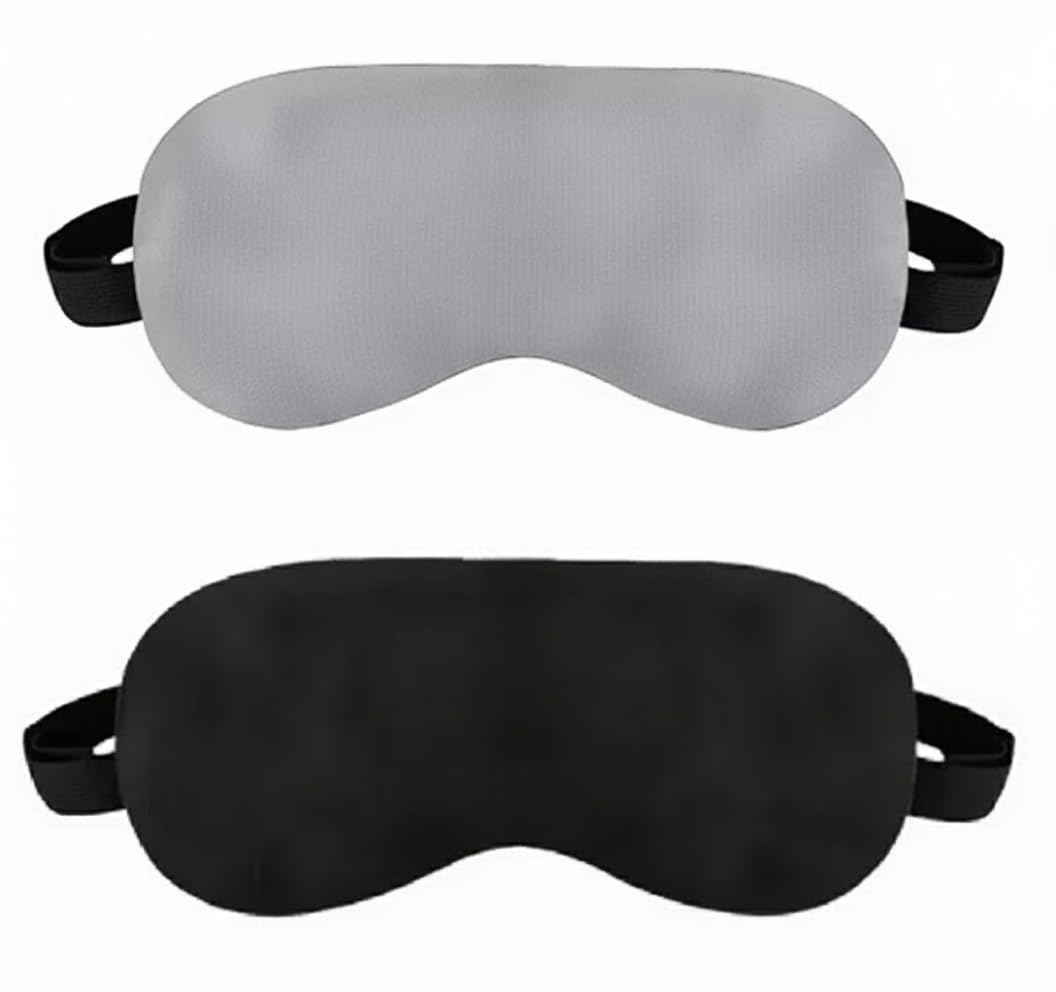 Shuddh Kaaya Premium Eye Mask Combo (Pack of 2) - 1 Grey & 1 Black Sleeping Masks - Ultra-Soft & Light-Blocking Travel Sleep Masks with Adjustable Elastic Strap for Men & Women-image-43