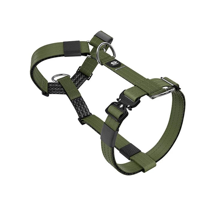 Bullyion ® Original Equipment Mini Trinity Harness for Small Dogs & Puppies - Softcell Padding - Dog Trainer's Choice, Lockforce Buckle & 3 Lead Attachment Points Commando Khaki(SIZE B)