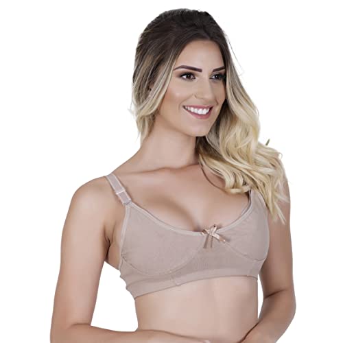 Sutiã Amamentação abre fácil para Amamentar, Grávida gestante (M (42/44) bege)