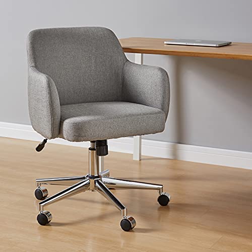 Amazon Basics Upholstered Home Office 360 Degree Swivel Rolling Desk Chair With Arms And Adjustable-Height - Light Gray, 25"D X 23.25"W X 36.25"H #TOP5