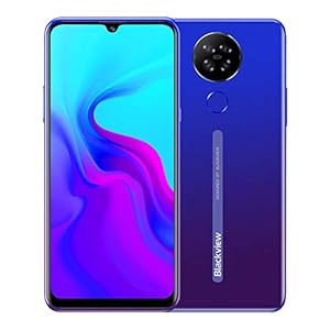 Blackview A80 Android 10 Téléphone Portable 4G, Écran 6,21’’ HD +, Quatre Caméras Arrière, 2 Go+16 Go, Batterie 4200 mAh, 8,8 mm Design Élégant et Mince, Dual SIM Smartphone Déverrouillé, GPS Bleu