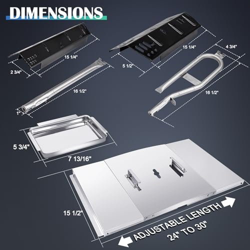 Grill Grease Tray Replacement Parts for Dyna Glo DGH474CRP, DGH450CRP, DGH483CRP, DGH485CRP, Adjustable 24''-30'' Gas Grill Drip Pan, Heat Plate Shield and Burners for Dyna Glo Grill Replacement Parts by Hiorucet - Used condition - Image 3