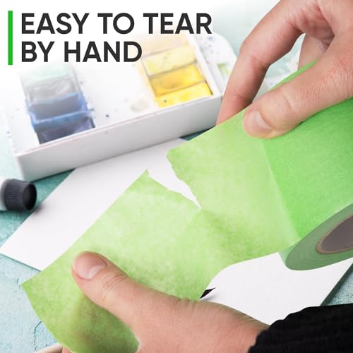 Image of 3 inch x 60 Yard Green Paper Tape (Pack of 6) - Multi-Purpose Painter's Masking Tape for Home and Professional Use - for Painters, Construction, or DIY Crafts - Smooth and Easy Removal