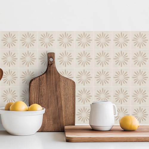 meihea 30 Pack, 4x4 Inch Neutral Peel and Stick Tiles,