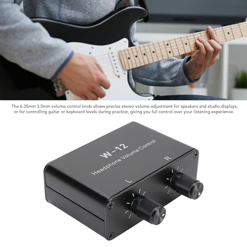 Controlador de Volumen Estéreo para Equipos de Estudio y Auriculares, Atenuador de Volumen con Caja de Aluminio Negro, 1 Unidad miniatura 3