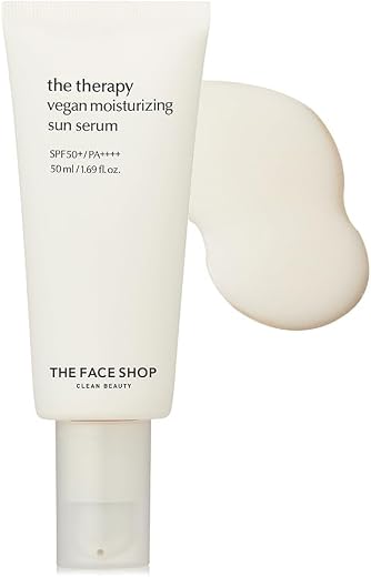 The Face Shop The Therapy Vegan Moisturizing Sun Serum With Spf 50 Pa++++ For Broad Spectrum Protection, No White Cast Moi...