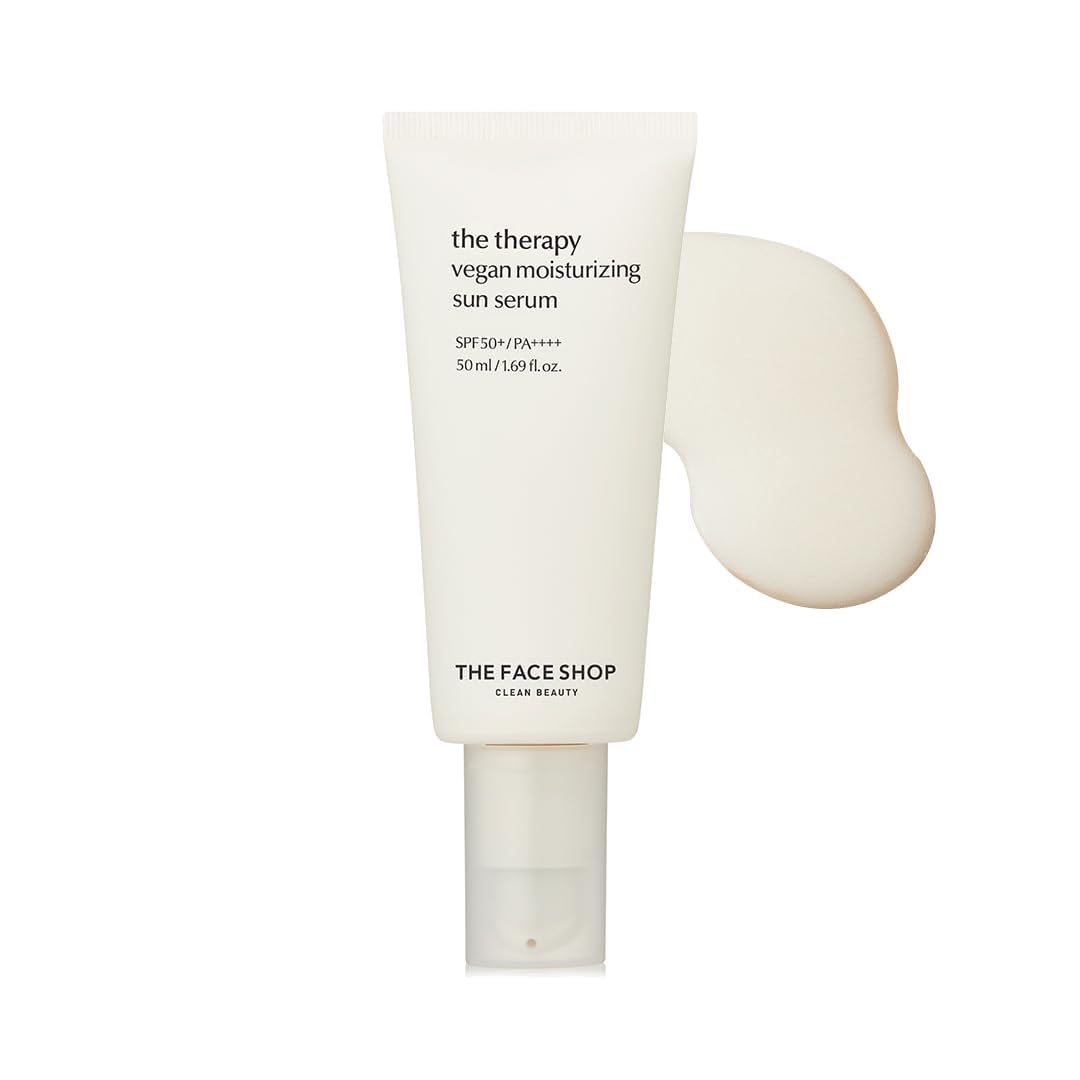 The Face Shop The Therapy Vegan Moisturizing Sun Serum With Spf 50 Pa++++ For Broad Spectrum Protection, No White Cast Moi...