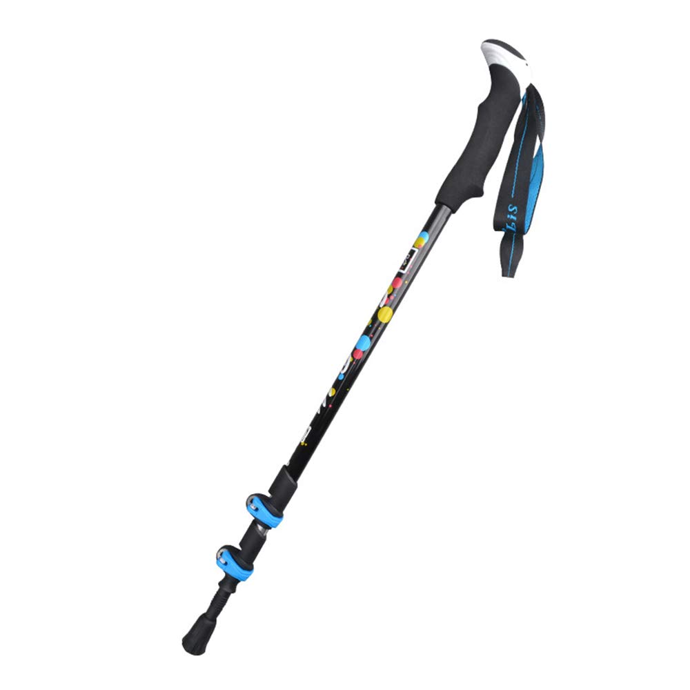 GSP Bastones de Andar Cerradura Exterior Bastón de Trekking Ligero telescópico Multifunción Barra de empuñadura Plegable Mango Recto Caña de Escalada Muletas,Black