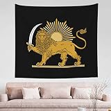 Whirose Persian Flag Iranian Lion Sun And Crown Iran Persia Tapestry Bedroom Living Room Dining Room