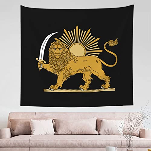 Whirose Persian Flag Iranian Lion Sun And Crown Iran Persia Tapestry Bedroom Living Room Dining Room Decoration Tapestry Hippie Boho Tapestries 60×51 Inch #TOP9