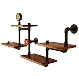 Libreria da muro librerie da paretemensola da muro Supporto a muro for mensola industriale, Scaffale galleggiante in metallo antico, Libreria in vero legno Steampunk, Scaffale pensile con scaffale a m