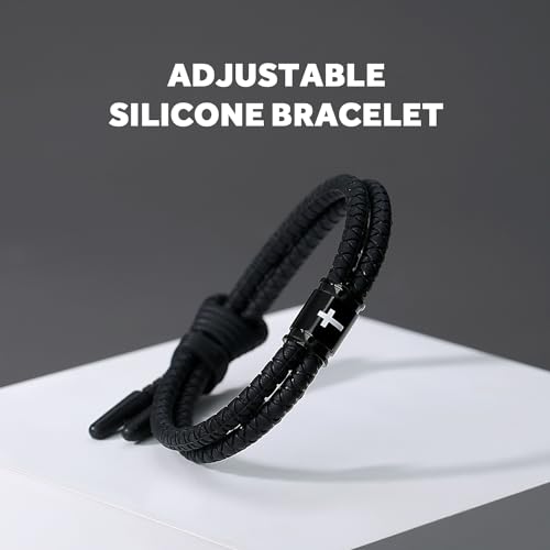 Silicone Cross Rope Bracelets for Men Women, Adjustable Waterproof Men's Rubber Sport Band Bracelet Jewelry Gifts4