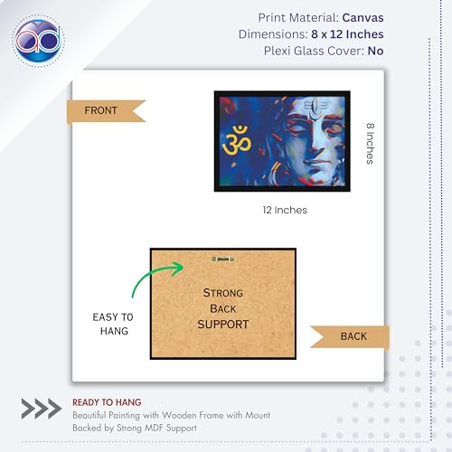 Image of Mad Masters Lord Shiva Hindu God Shiv Bhagwan Painting Hanging Photo Frame Decorative Item for Living Room, Bedroom, Home Decor and Wall Decoration (MM 2100, 30.5L x 20.3W cm, Canvas, Without Plexi Glass)