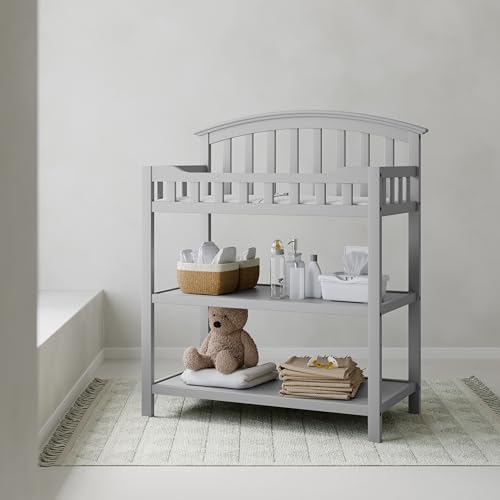 Image of Graco Changing Table with Water-Resistant Changing Pad (Pebble Gray) - GREENGUARD Gold Certified, Multi Storage Nursery Changing Table for Infants and Babies