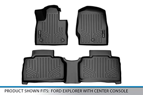 Smartliner All Weather Custom Fit Floor Mats 2 Row Liner Set Black Compatible With 2020-2023 Compatible With Ford Explorer Fits 6 And 7 Passenger Models #TOP4