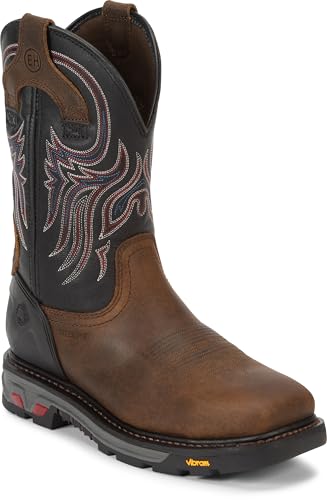 Image of Justin Tanker 11 inch Steel Toe Work Boot for Men, EH & ASTM F2413 Rated, Oil & Slip-Resisting, Premium Full Grain Leather Upper