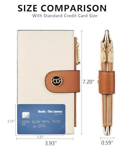 BOSTANTEN Leather Wallets for Women Large RFID Blocking Slim Bifold Purse Card Holder with Zipper Pocket2