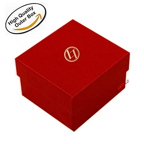 Lily Treacy Pu Leather Earrings,Coin,Jewelry,Ring Box,Case, With Lighted Up For Proposal,Engagement,Wedding,Gift (Red) #TOP4