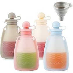 Twistshake Bolsas Reutilizables PandaEar Paquete de 4 Bolsas de Silicona Reutilizables para Alimentos de Bebés - Sin BPA, Rellenables, Ideales para Niños Pequeños y Almacenamiento de Comida