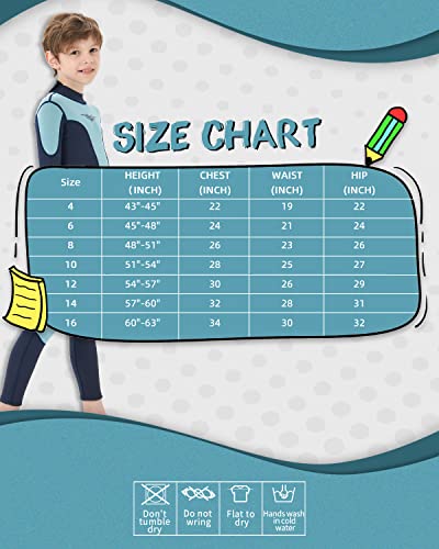 Seaskin Kids Wetsuit For Boys, 3Mm Full Suits Long Sleeve Back Zip Wet Suits Thermal Swimsuits Keep Warm For Surfing Diving Swim Lessons (6, Navy+Blue) #TOP1