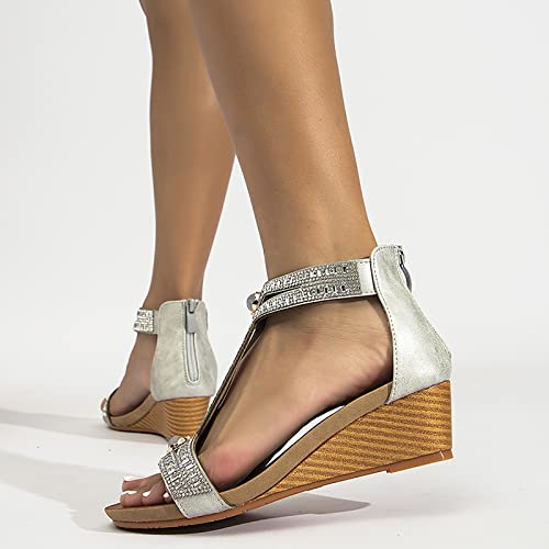 Image of FRALOSHA Wedge Sandals for Women Open Toe Casual Summer Roman High Heel Breathable Beach Sandals