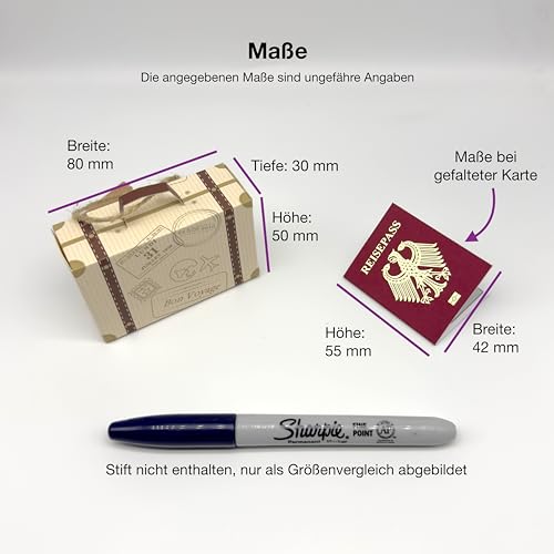 Überraschungs-Mini-Koffer & Mini-Goldfolien-Pass Geschenkset zum Selbermachen – Perfekt für Valentinstag, Geburtstage & Reisen!