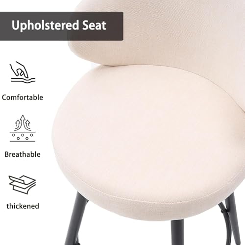 Image of Bar Stools Set of 4, 360 Swivel Breathable Fabric Kitchen Counter Height Stools, 26 inch Upholstered Bar Chair for Kitchen Islands, Restaurant, Ivory