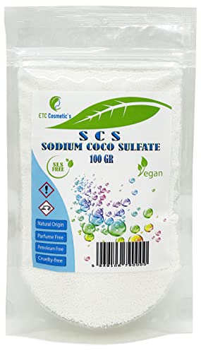 Sodium Coco Sulfate– 100 Gr- peut être utilisé dans les pains de shampoing, les shampoings liquides, les nettoyants pour le corps, le gel douche et les pains de douche