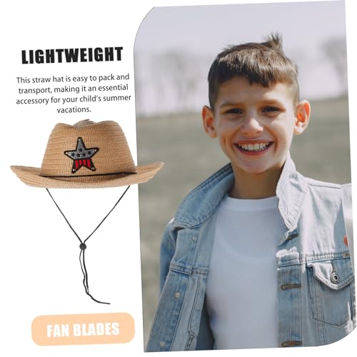 Kids Straw Hat for Boys Girls Stylish Sun Protection Beach Hat Outdoor Weaving for Summer for Birthday Parties and Beach Activities Khaki4