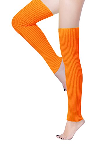 Image of v28 Women Warm Leg Warmers 80s Retro Party Costume Knit Ballet Neon Long Socks