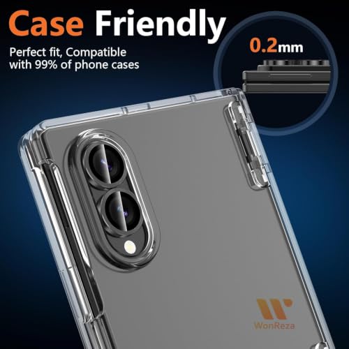 Image of Pack 2 - Camera lens Protector Ring Compatible with Samsung Galaxy Z Fold 8 Wide 5G Camera Tempered Glass Aluminum Alloy Rings, Ultra-HD Metal Frame- Black
