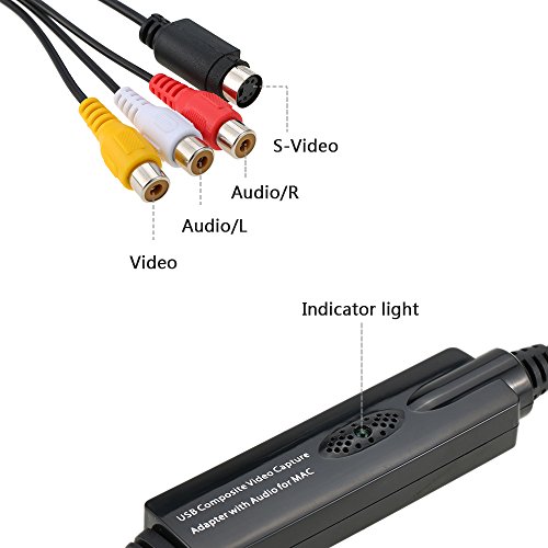 Tomshin Placa adaptadora de gravador de captura de áudio e vídeo USB para MAC OS 10.4-10.12 Filmador