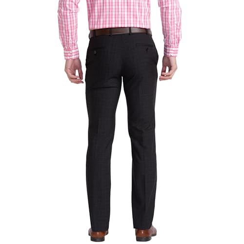 Image of Park Avenue Men's Polyester Blend Checks Small Pattern Smart Fit Flat Front Formal Trouser