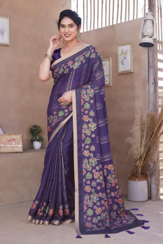 Image of MIRCHI FASHION Saree for Woman Cotton Blend Geometric Printed | Polished Professional Office Wear and Regular Daily Sari with Blouse Piece