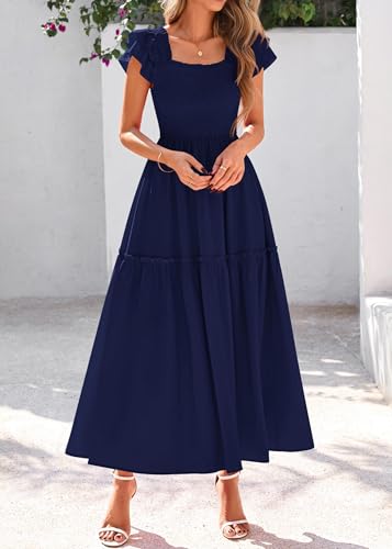 Image of KIRUNDO Smocked Summer Midi Dresses for Women 2026