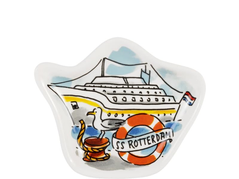 Blond Amsterdam Petit plat en forme de bateau en céramique design maritime inspiré de la ligne transatlantique néerlandaise – idéal pour thé, chocolat...